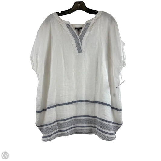 Top Short Sleeve By Talbots In Blue & White, Size: Xl