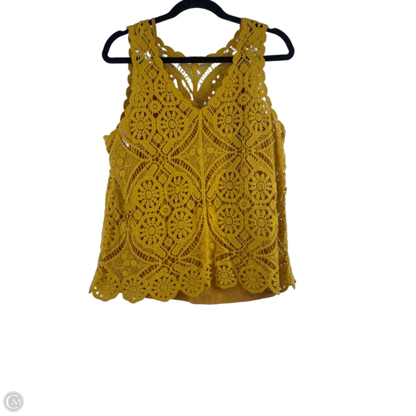 Top Sleeveless By Ultra Pink In Yellow, Size: L