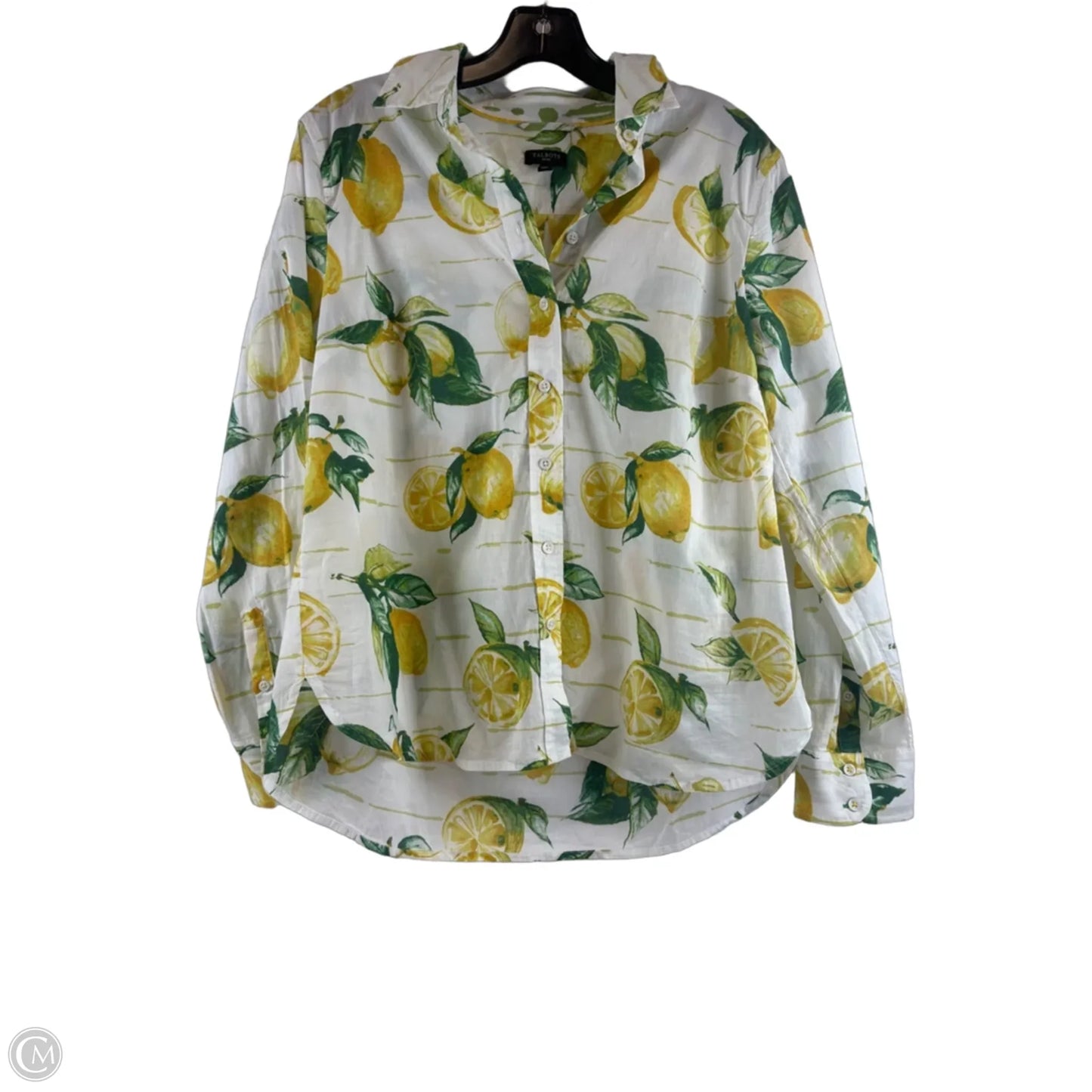Top Long Sleeve By Talbots In Green & Yellow, Size: Mp