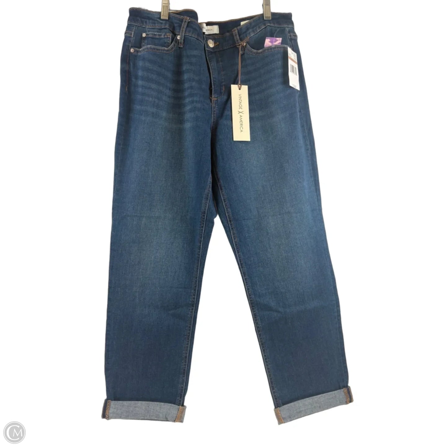 Jeans Straight By Vintage America In Blue Denim, Size: 12