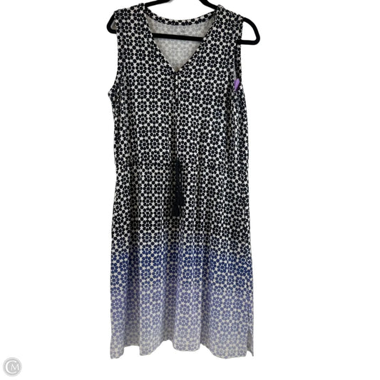 Dress Casual Midi By Talbots In Blue & White, Size: M