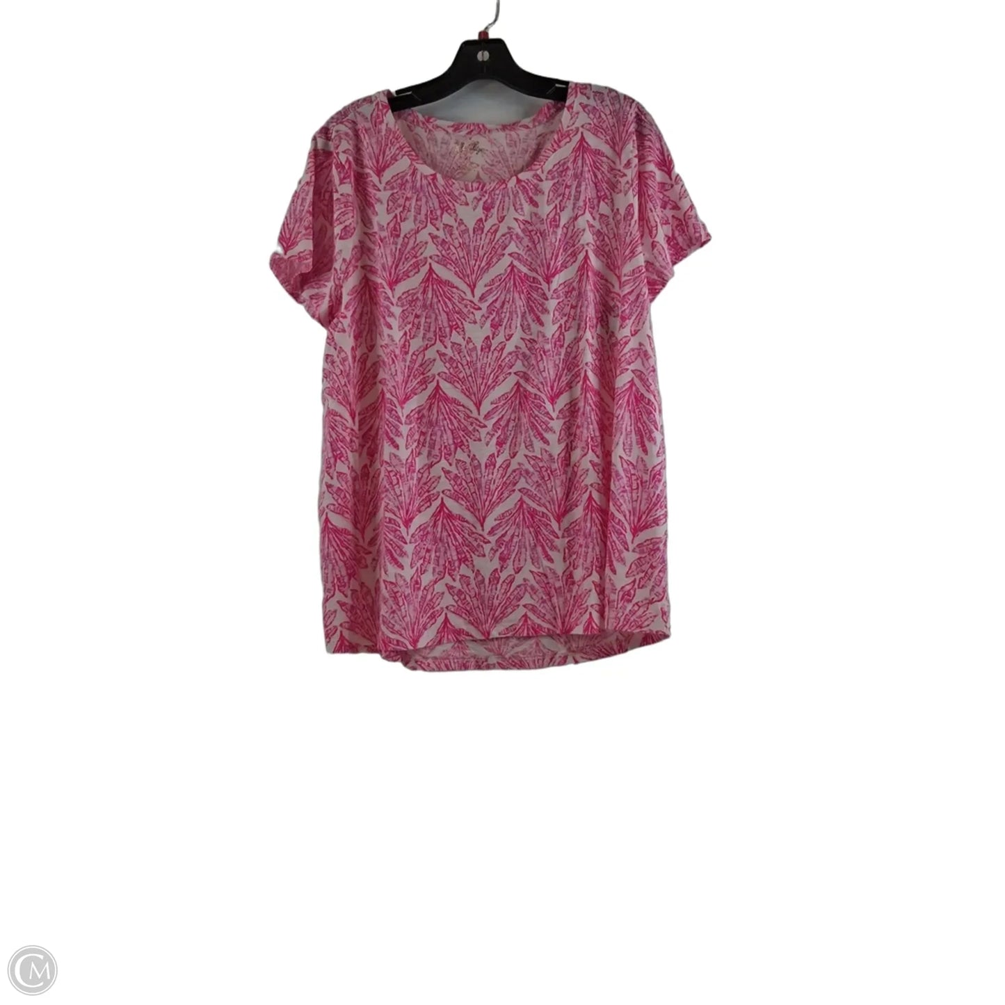 Top Short Sleeve Designer By Lilly Pulitzer In Pink & White, Size: Xl