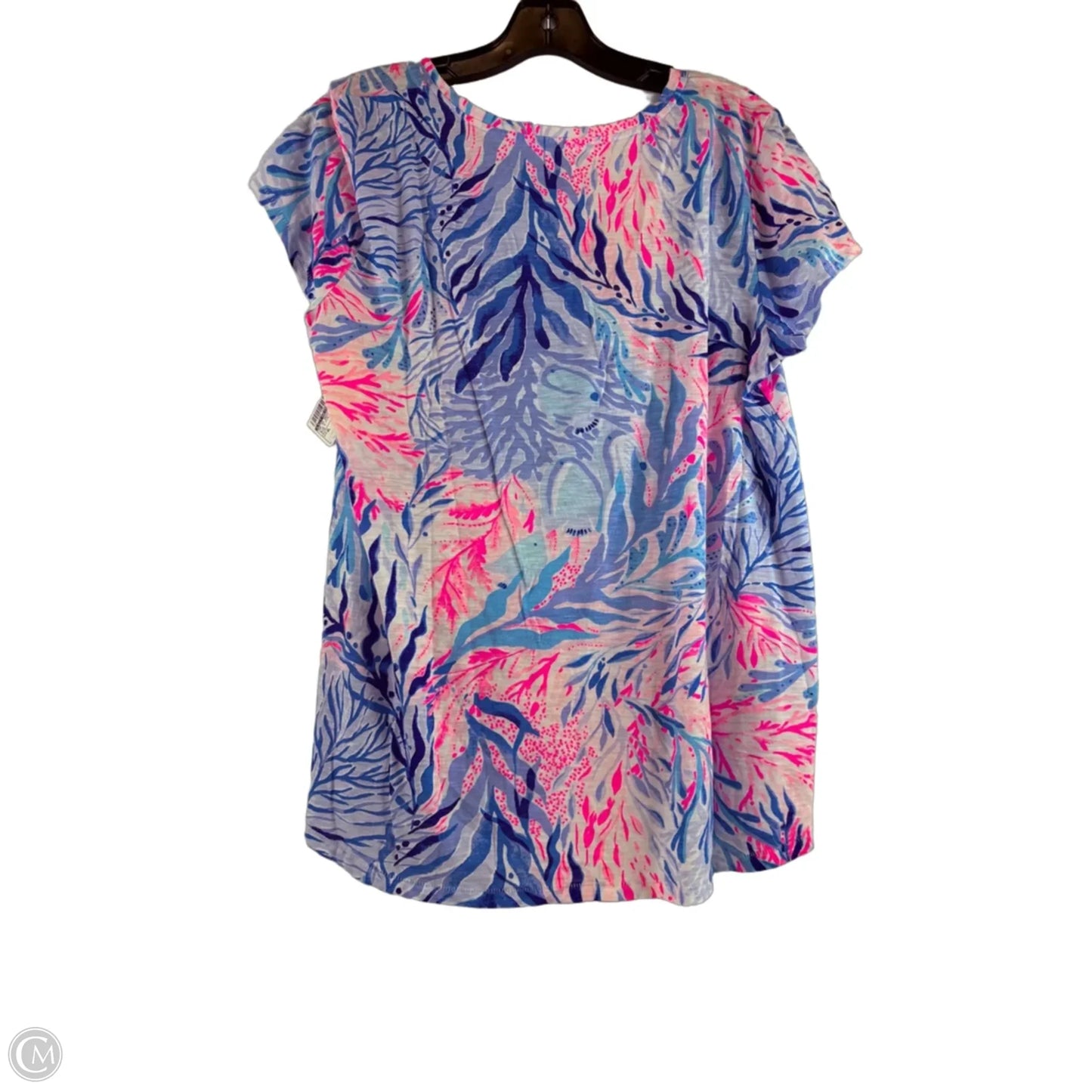 Top Short Sleeve Designer By Lilly Pulitzer In Blue & Pink, Size: Xl
