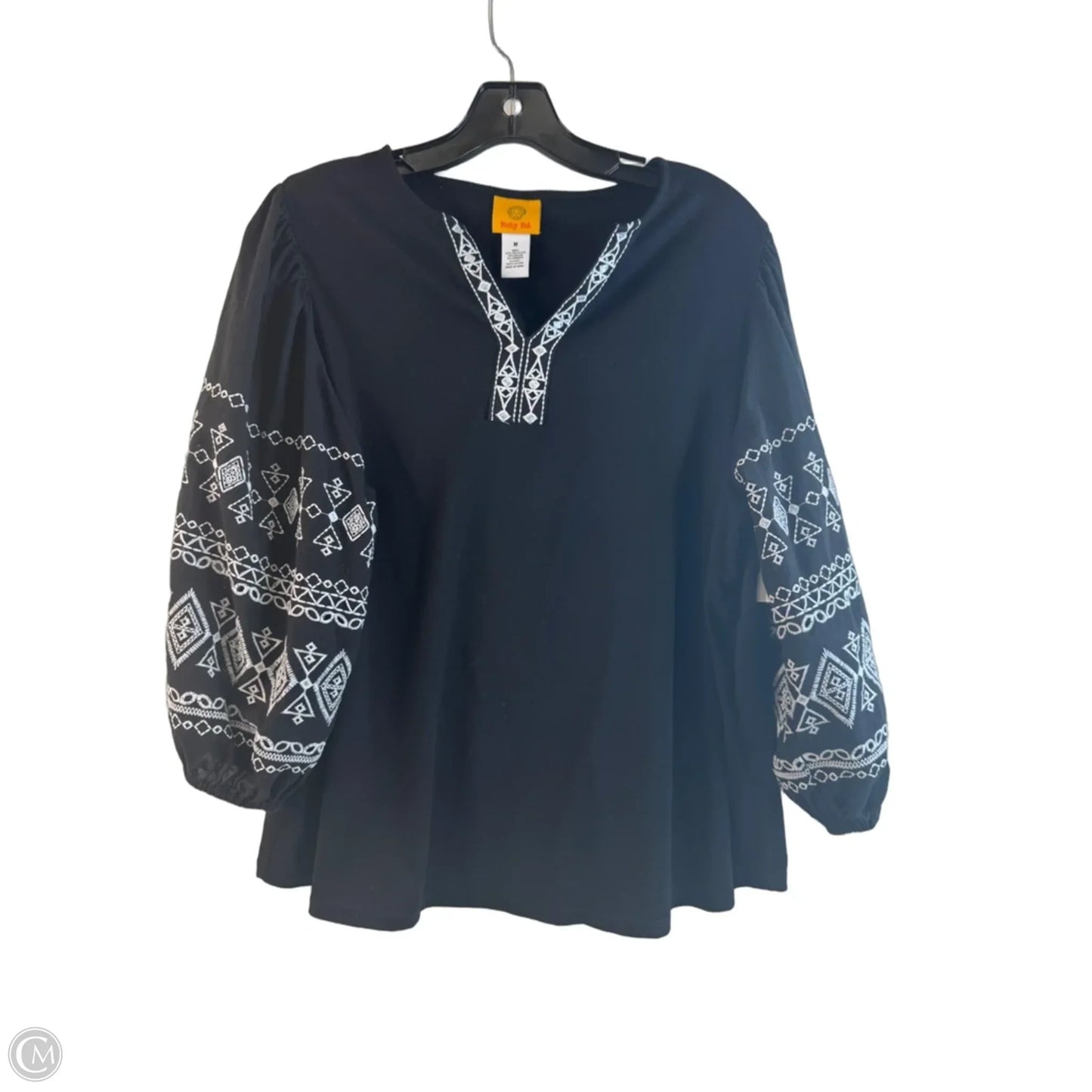 Top 3/4 Sleeve By Ruby Rd In Black & White, Size: M