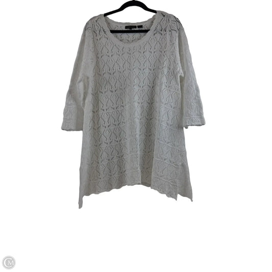 Top Long Sleeve By Jeanne Pierre In White, Size: Xl