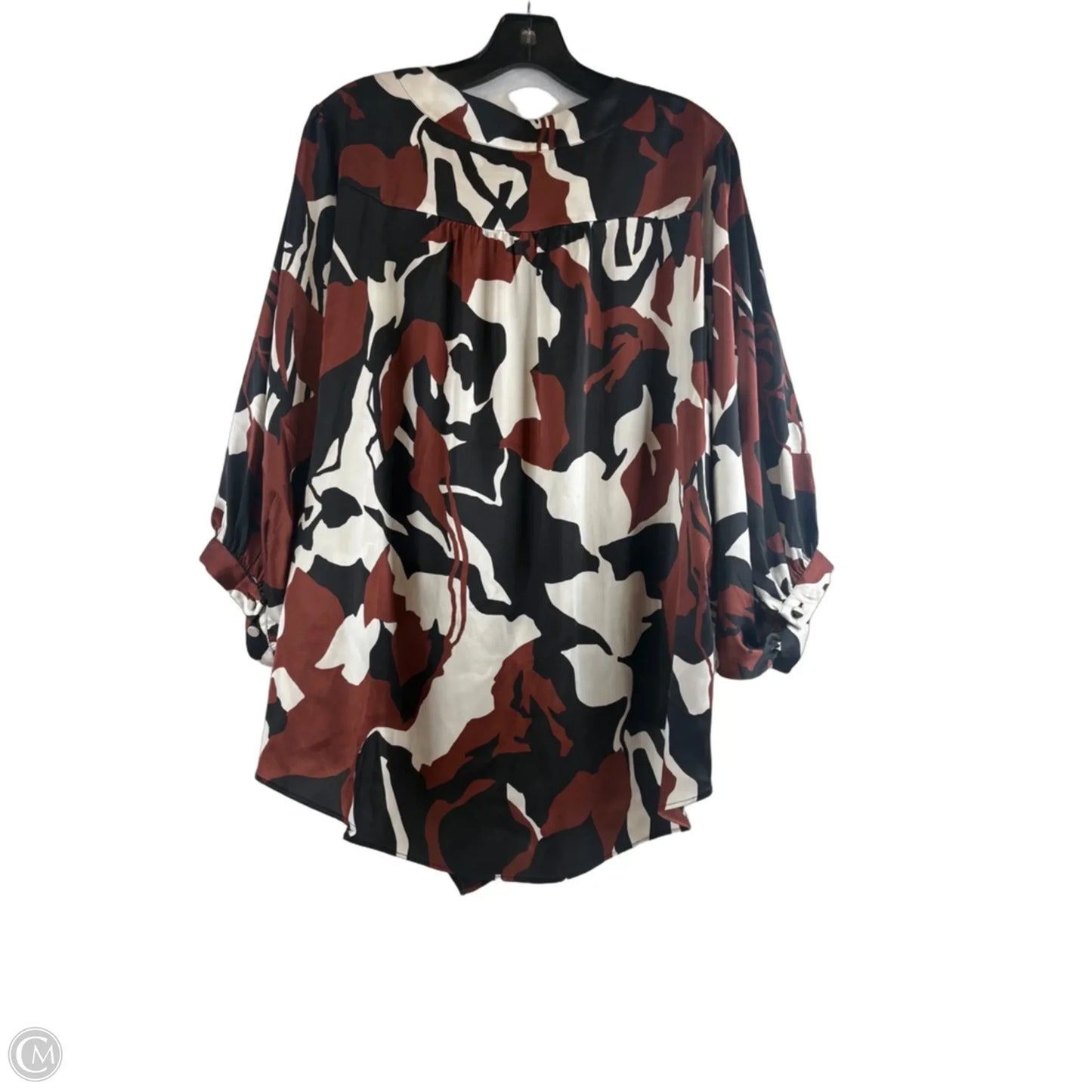 Top Short Sleeve By Chicos In Brown & White, Size: L