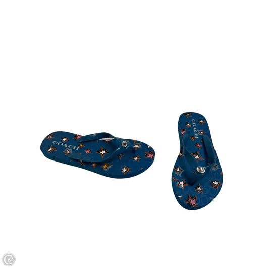 Sandals Designer By Coach In Blue & Yellow, Size: 6