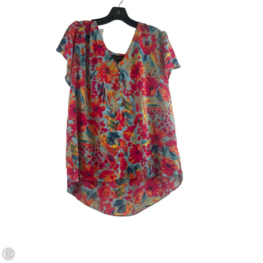 Top Short Sleeve By Premise In Floral Print, Size: 1x