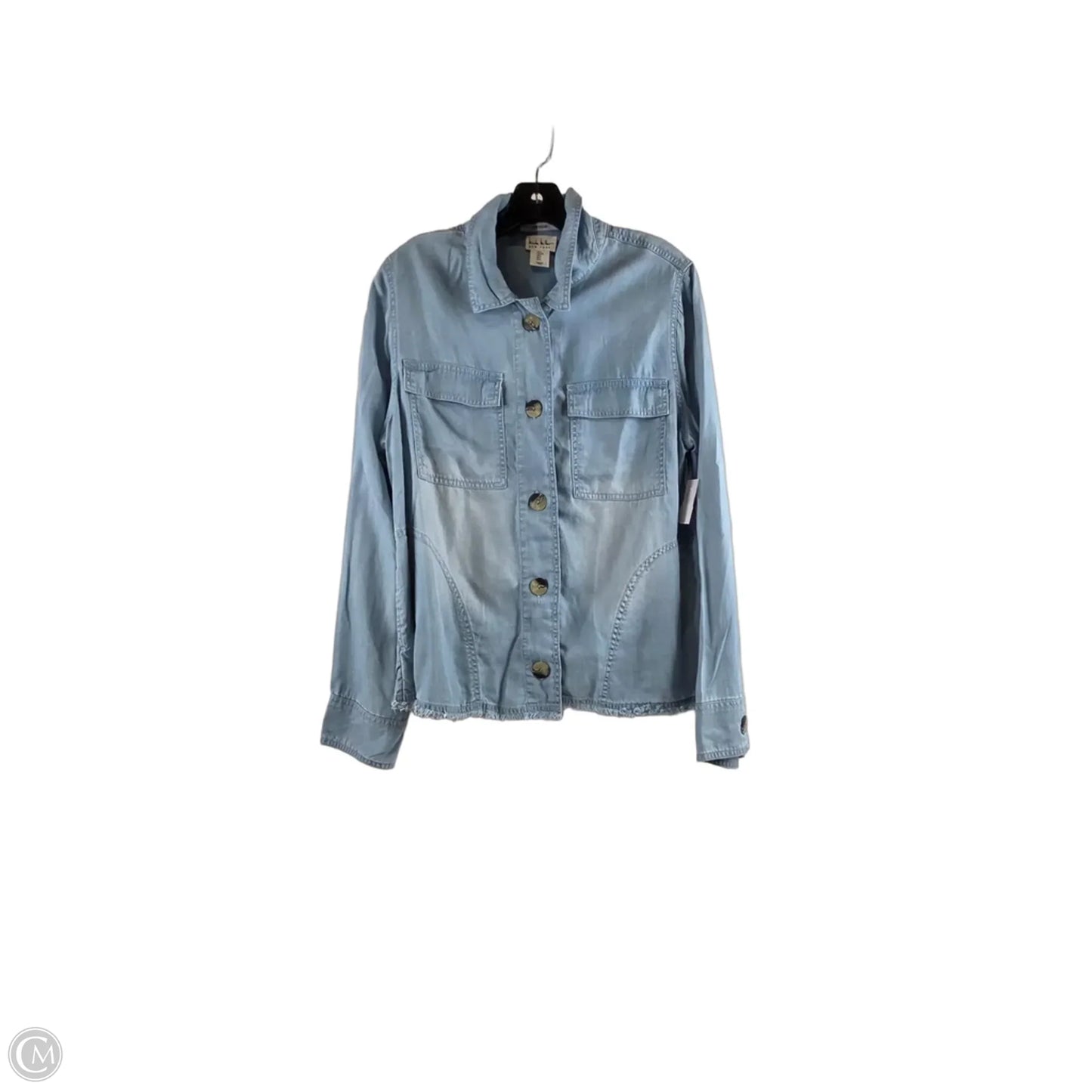 Top Long Sleeve By Nicole By Nicole Miller In Blue Denim, Size: L