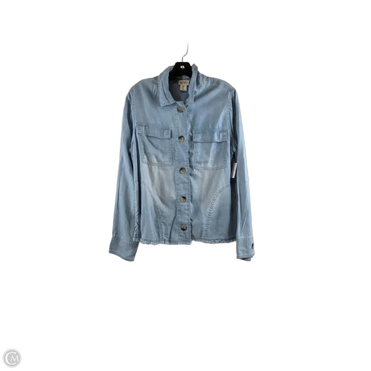 Top Long Sleeve By Nicole By Nicole Miller In Blue Denim, Size: L