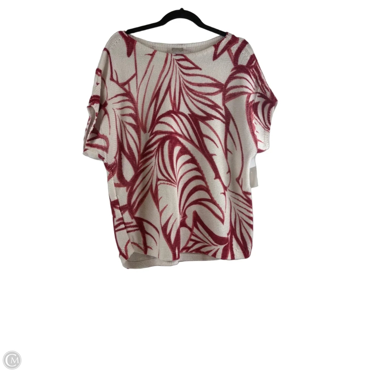 Sweater Short Sleeve By Chicos In Red & White, Size: Xl