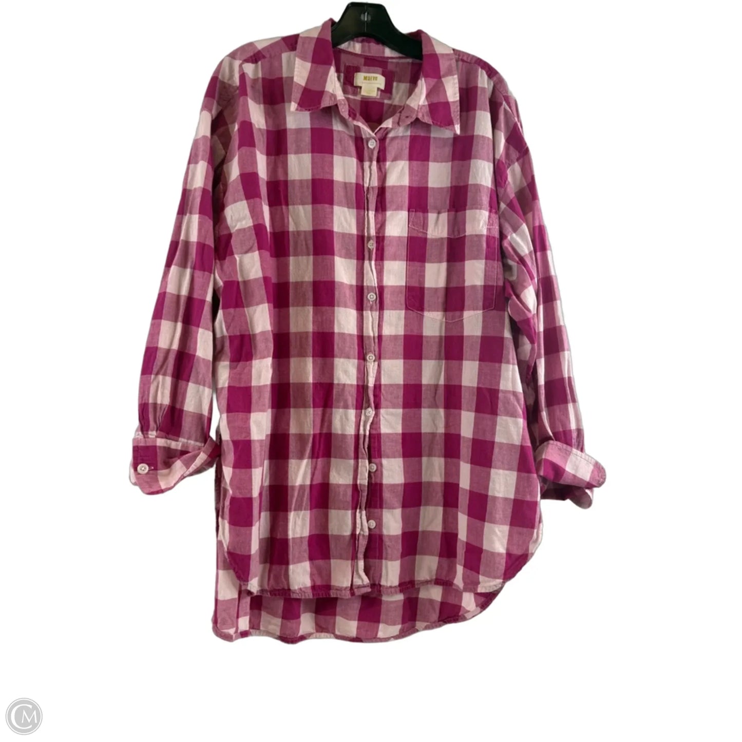 Top Long Sleeve By Maeve In Plaid Pattern, Size: Xl