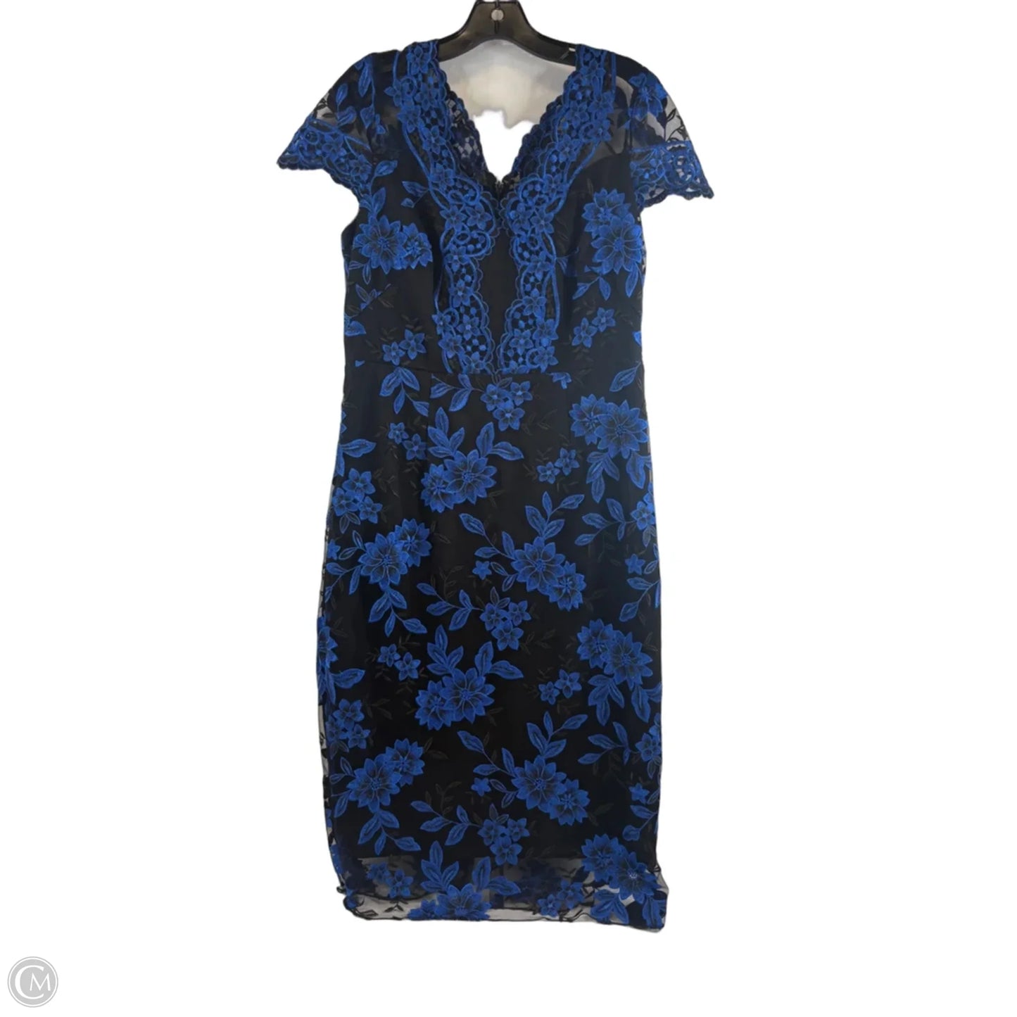 Dress Party Midi By Clothes Mentor In Black & Blue, Size: M