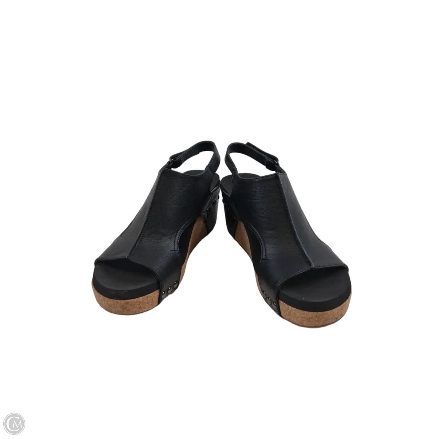 Sandals Heels Wedge By Corkys In Black & Tan, Size: 9