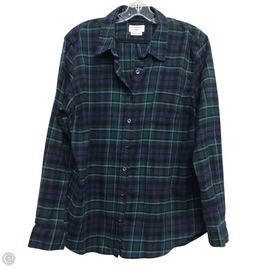 Top Long Sleeve By Weatherproof In Blue & Green, Size: Xl