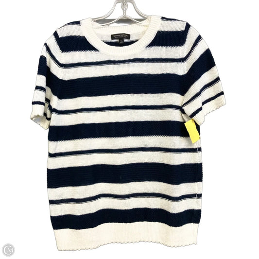 Sweater Short Sleeve By Banana Republic In Blue & White, Size: L