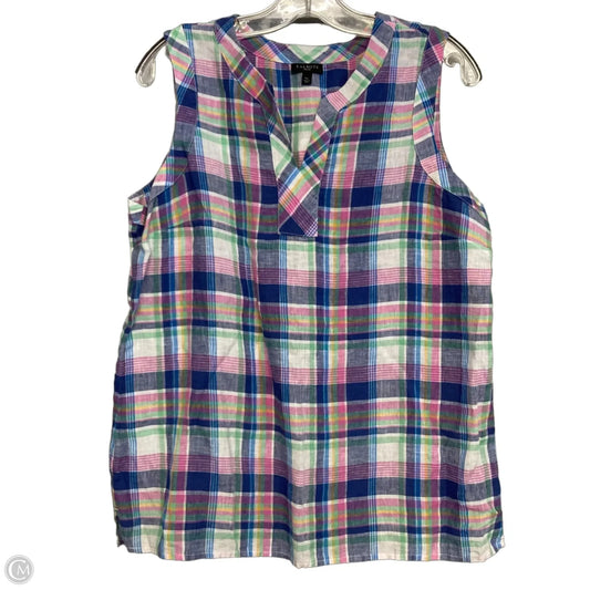 Top Sleeveless By Talbots In Plaid Pattern, Size: Lp