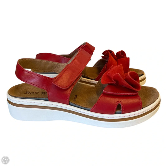 Sandals Flats By Ron White In Red & Tan, Size: 6