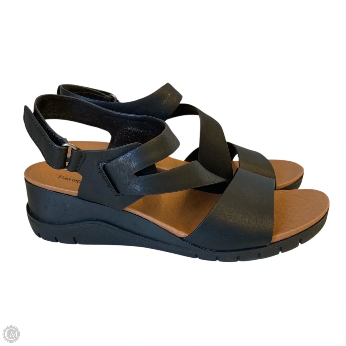 Sandals Heels Wedge By Baretraps In Black & Tan, Size: 8