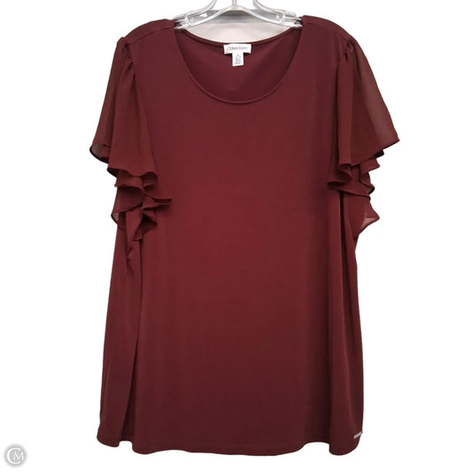 Top Short Sleeve By Calvin Klein In Maroon, Size: 1x