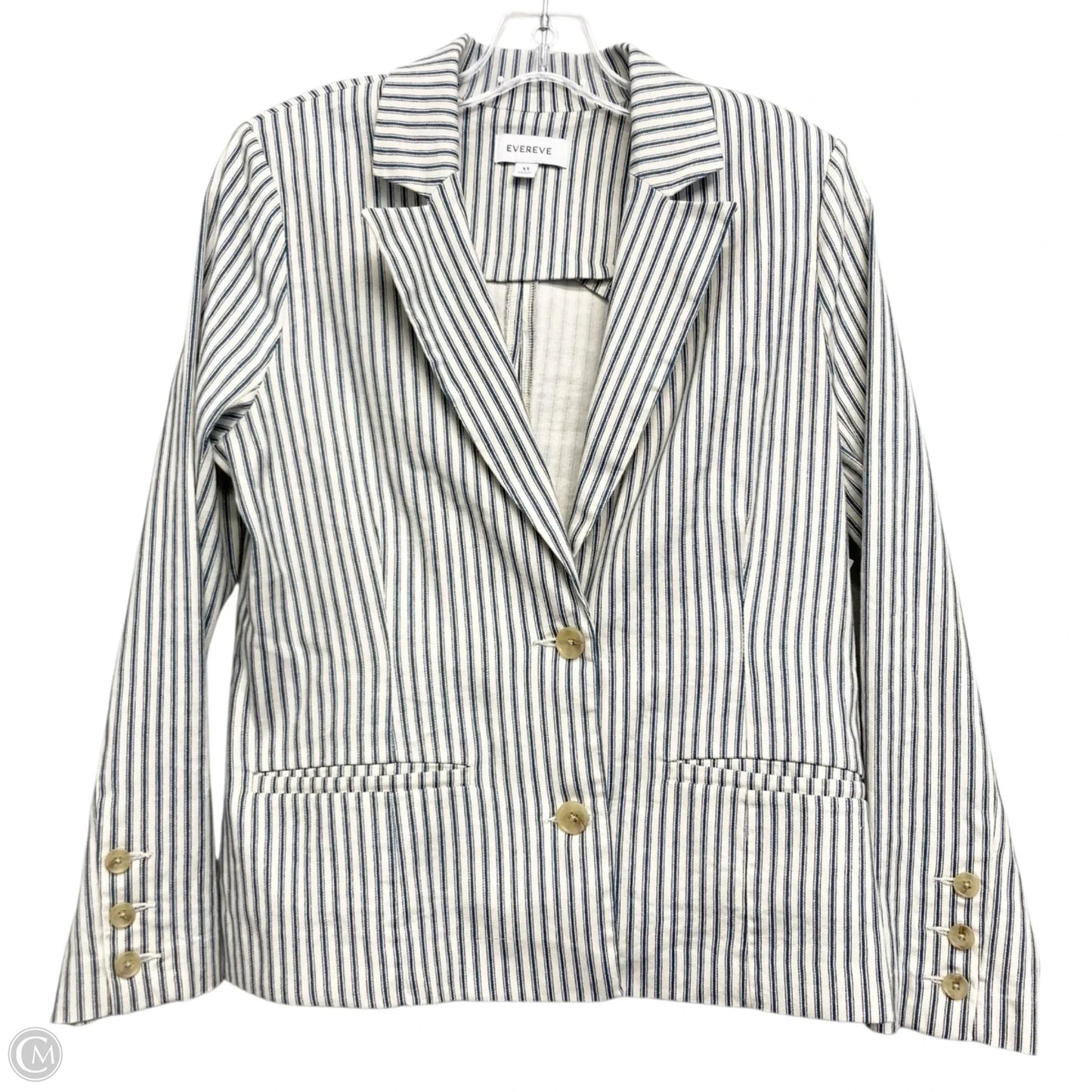 Blazer By Evereve In Blue & Cream, Size: Xs