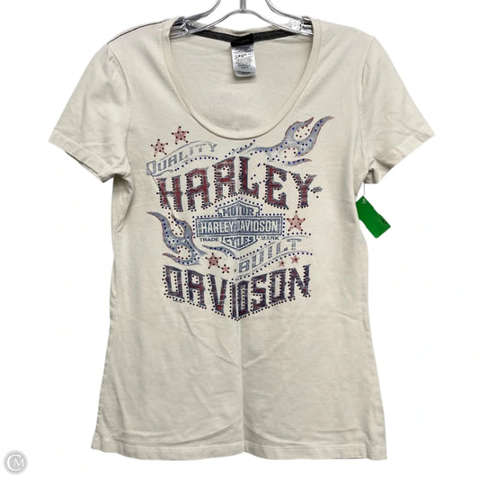 Top Short Sleeve Basic By Harley Davidson In Cream, Size: M