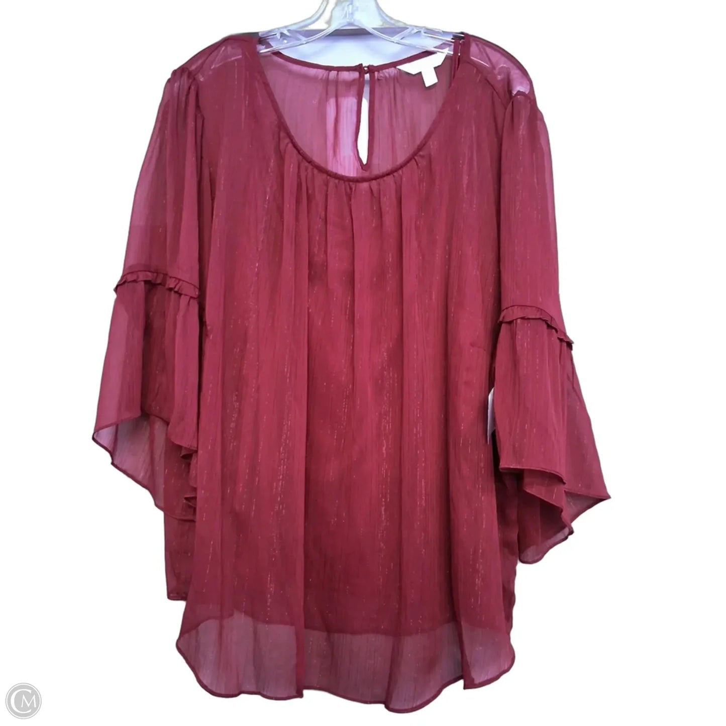 Top 2pc Long Sleeve By Lc Lauren Conrad In Maroon, Size: 3x