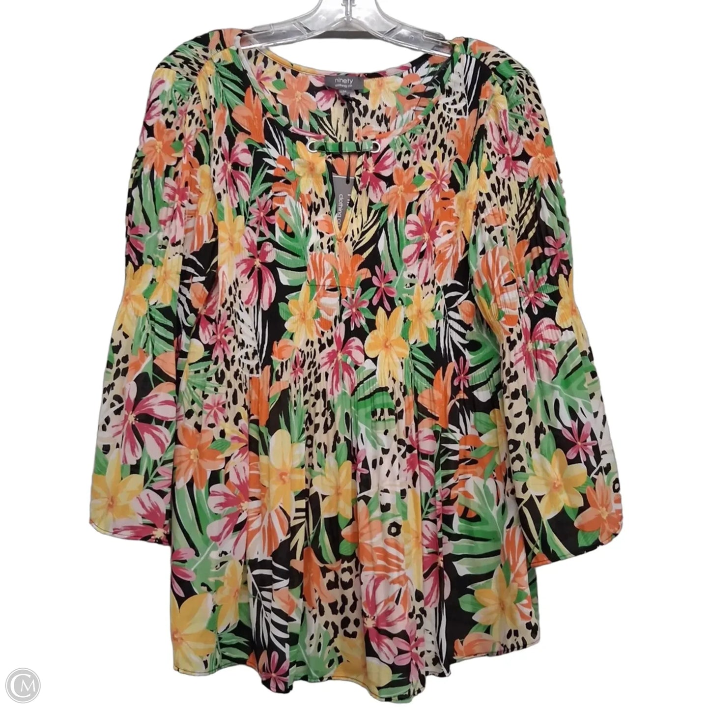 Top Long Sleeve By Ninety Woman In Floral Print, Size: M