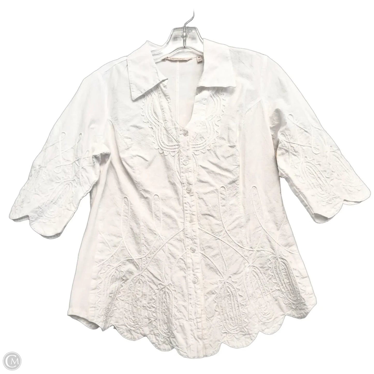 Top 3/4 Sleeve By Soft Surroundings In White, Size: Sp