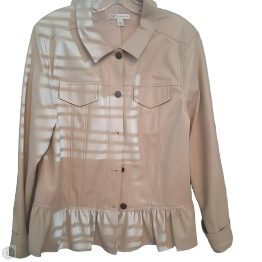 Jacket Leather By Cato In Cream, Size: L