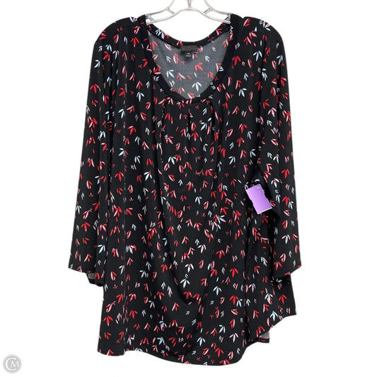 Top Long Sleeve By Worthington In Black & Red, Size: 4x