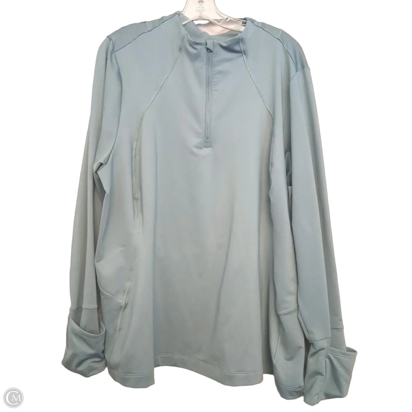 Athletic Top Long Sleeve Collar By Athleta In Green, Size: 3x