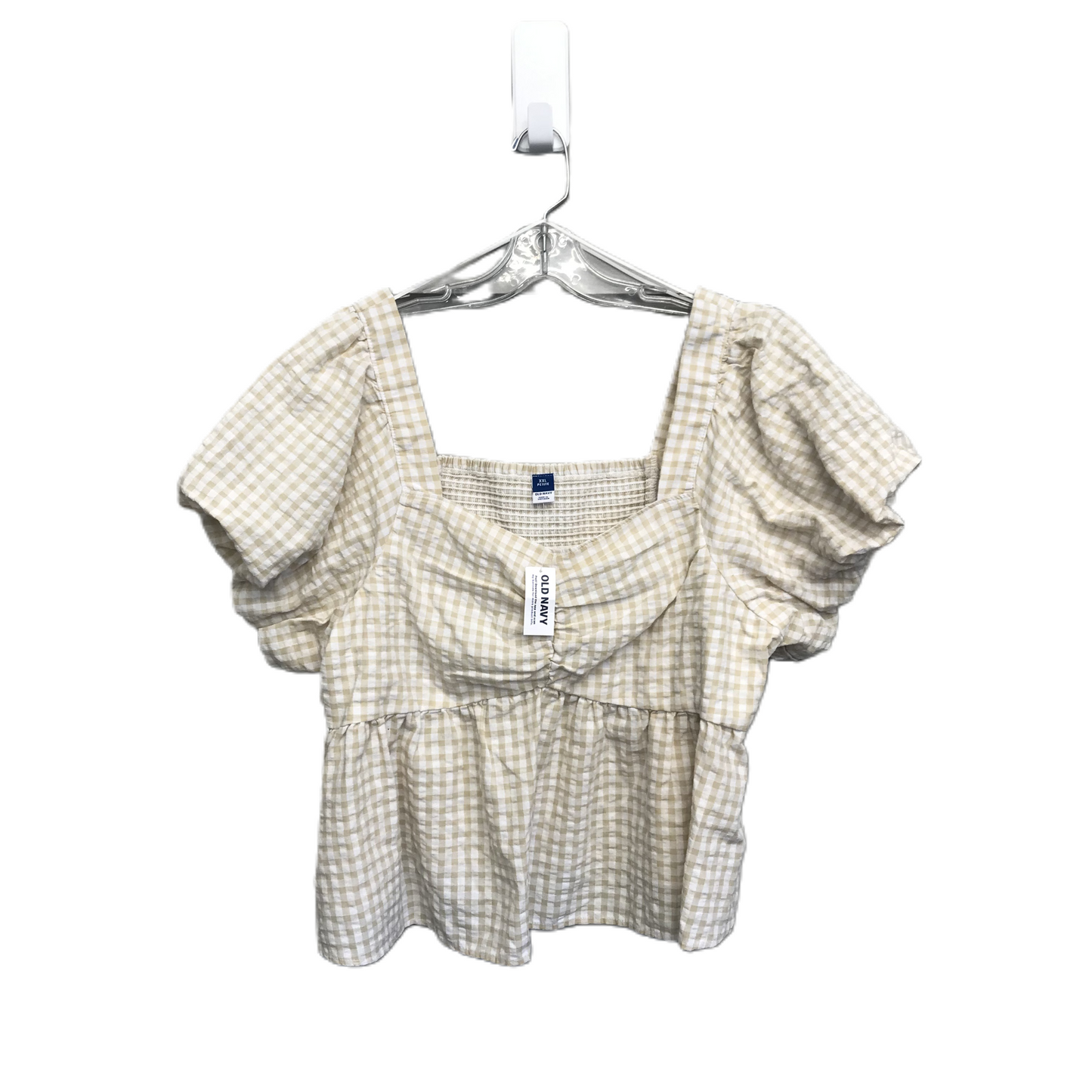 Tan & White Top Short Sleeve By Old Navy, Size: 1x