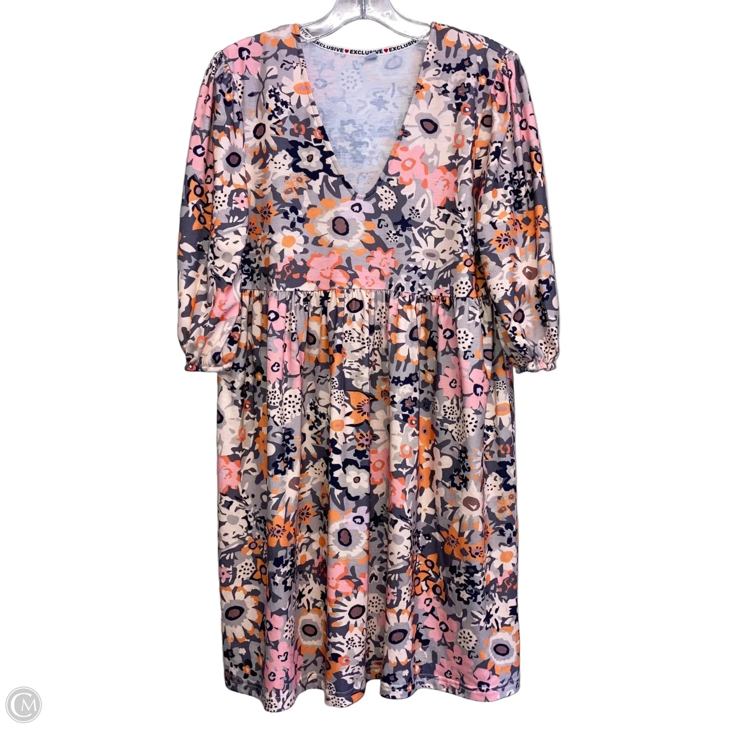Dress Casual Short By Exclusive In Grey & Orange, Size: S