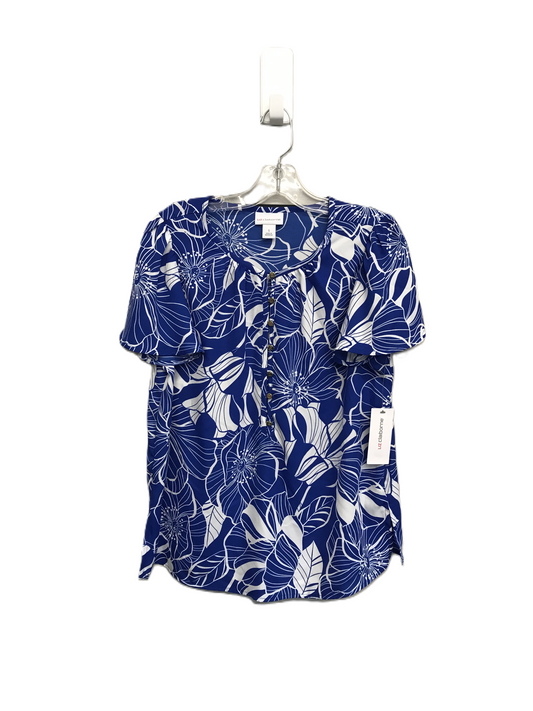Blue & White Top Short Sleeve By Liz Claiborne, Size: S