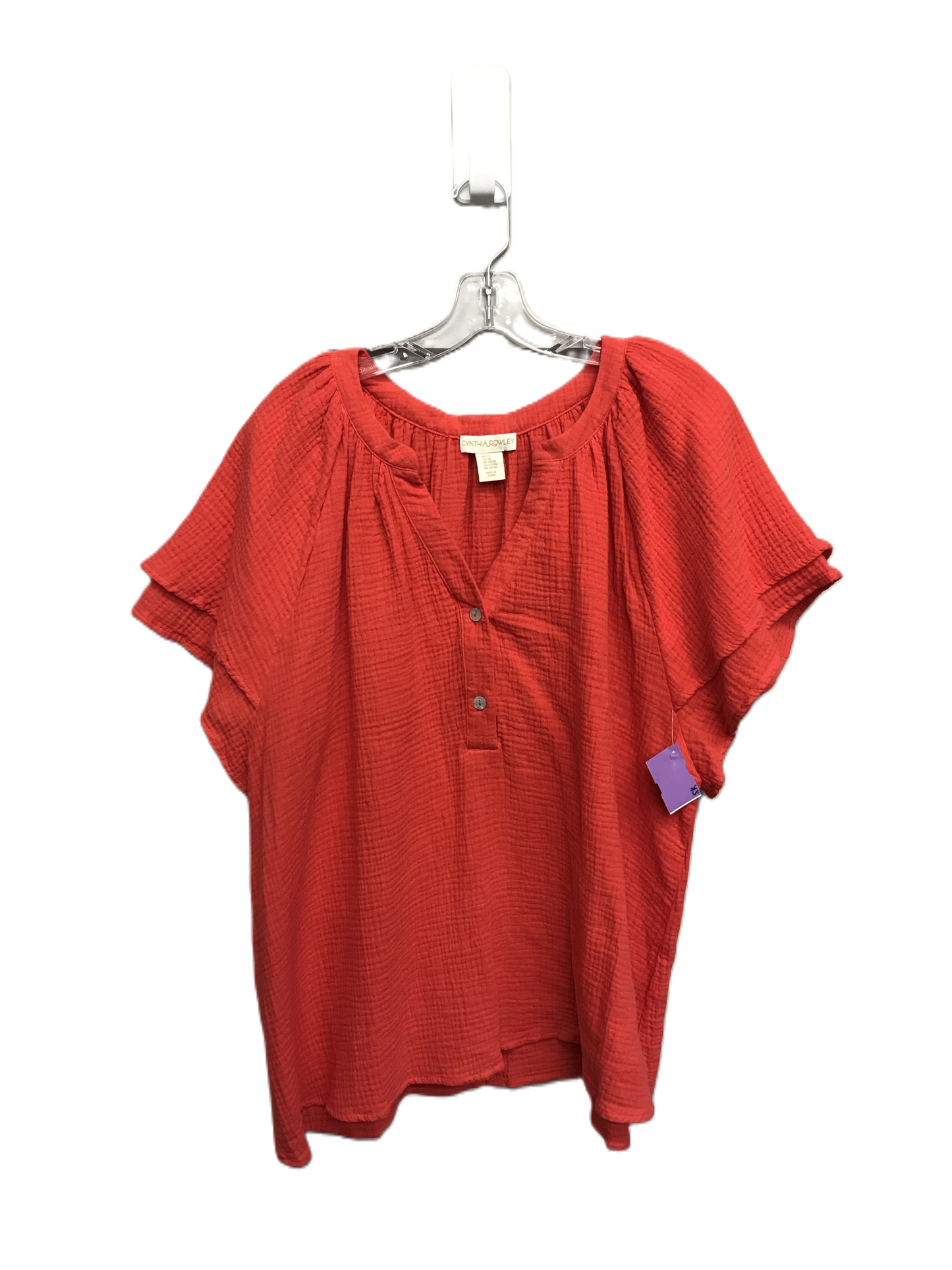 Red Top Short Sleeve By Cynthia Rowley, Size: 1x