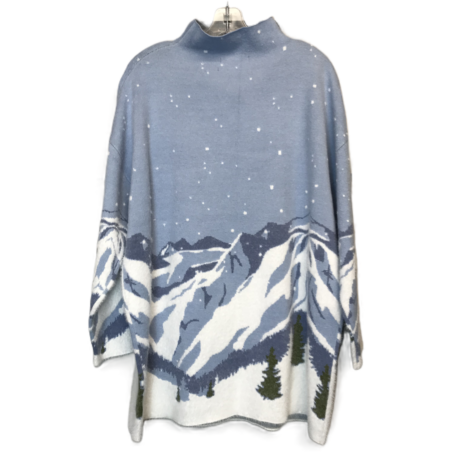 Sweater By Tahari By Arthur Levine In Blue & White, Size: 1x