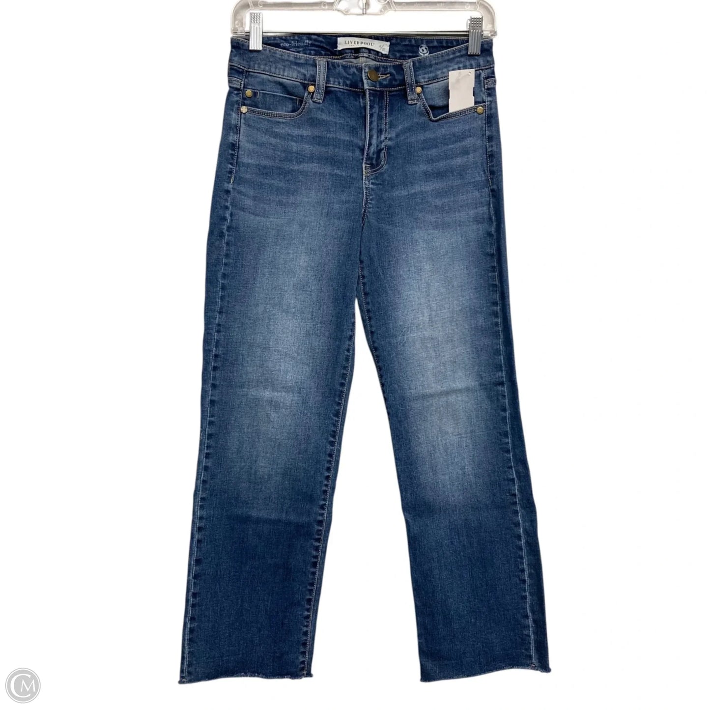 Jeans Straight By Liverpool In Blue Denim, Size: 4