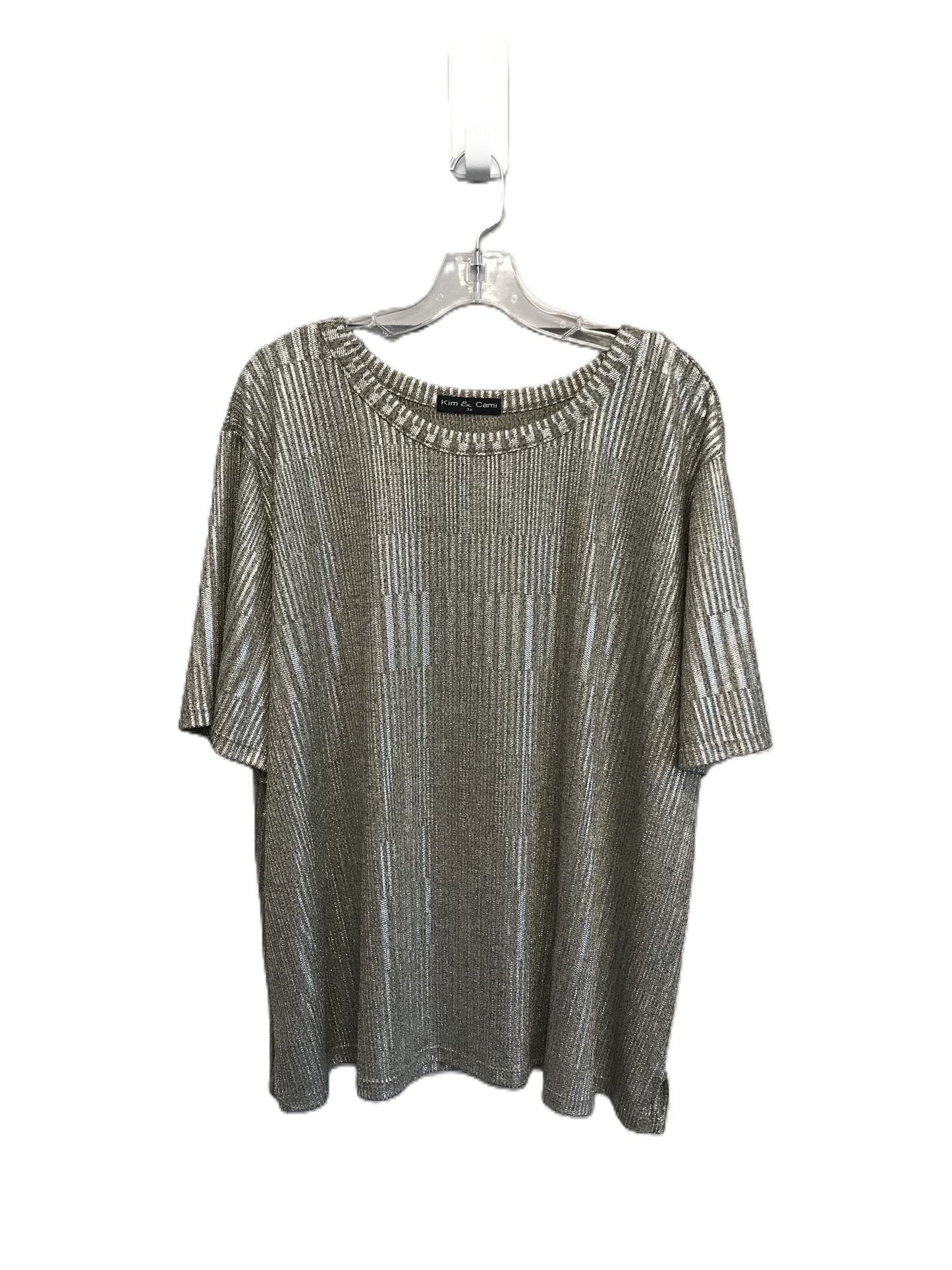 Gold Top Short Sleeve By Kim & Cami, Size: 3x