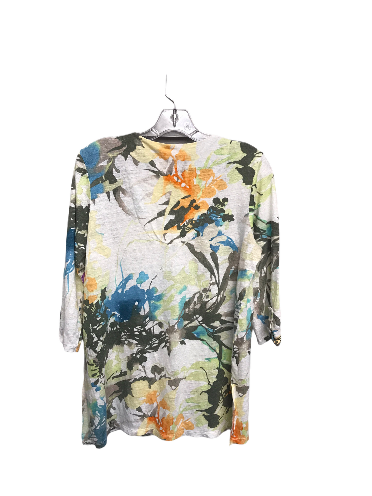 Floral Print Top Short Sleeve By Chicos, Size: M