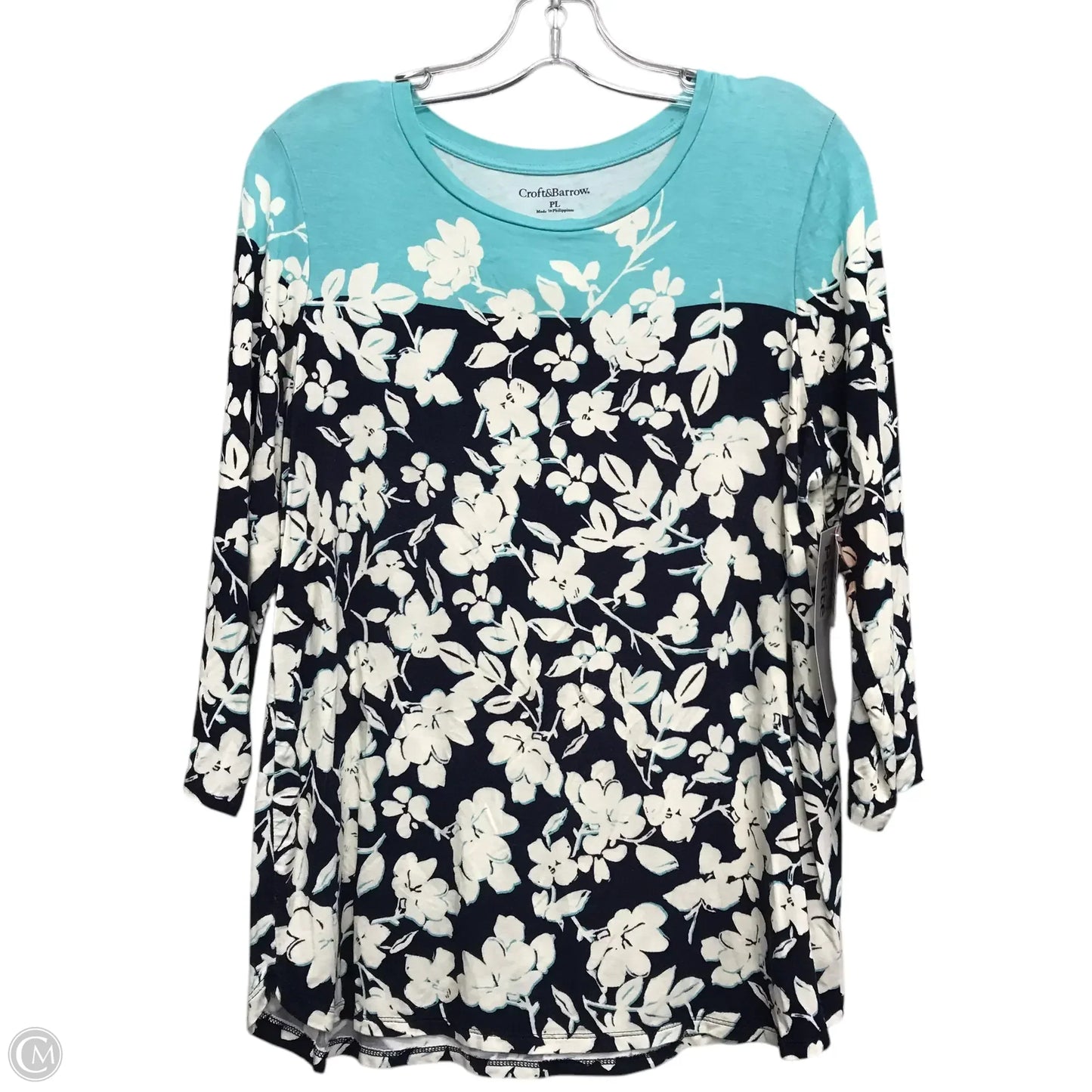 Top 3/4 Sleeve By Croft And Barrow In Blue, Size: Lp