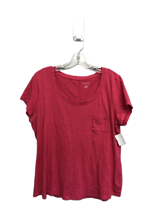 Pink Top Short Sleeve Basic By Sonoma, Size: L