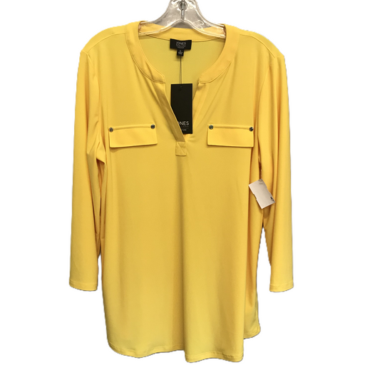 Yellow Top Long Sleeve By Jones New York, Size: L