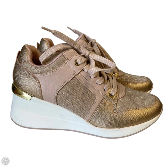 Shoes Sneakers By Aldo In Gold, Size: 8