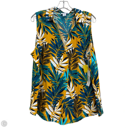 Top Sleeveless By Liz Claiborne In Tropical Print, Size: Xl