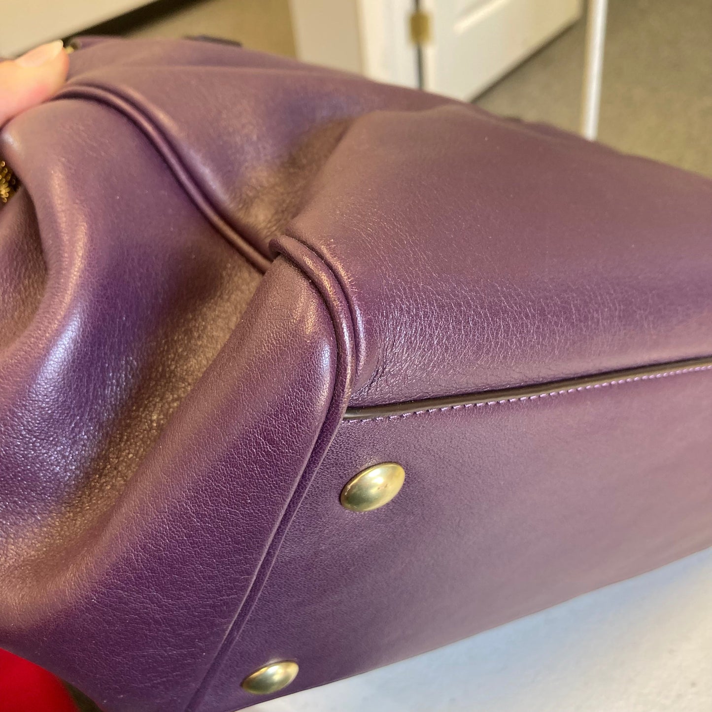 Handbag Designer By Coach In Purple, Size:Large