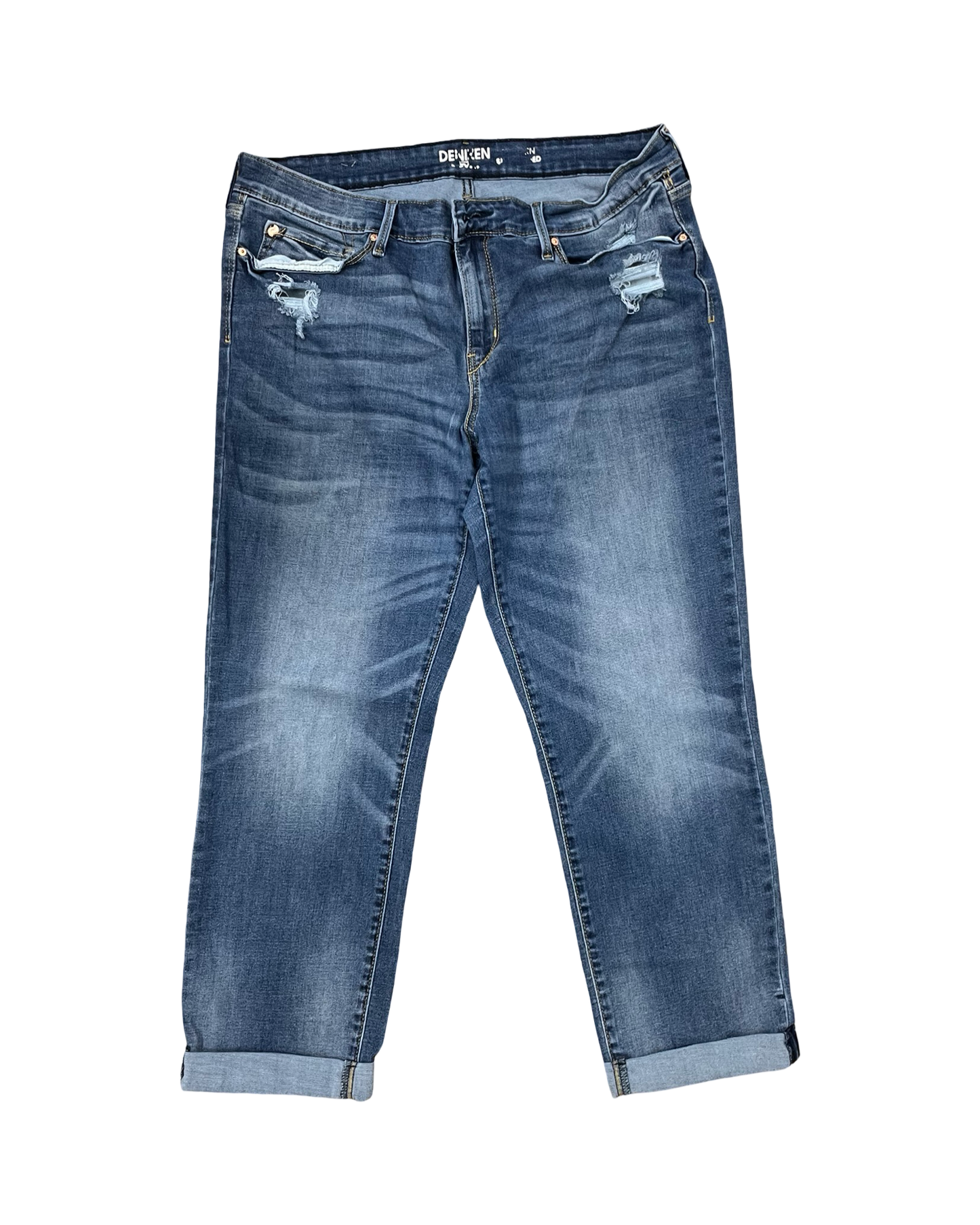 Jeans Cropped By Denizen By Levis In Blue Denim, Size:16