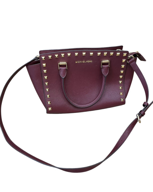 Handbag Designer By Michael Kors In Maroon, Size:Medium
