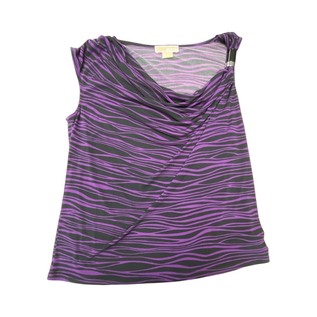 Top Sleeveless By Michael By Michael Kors In Black & Purple, Size:1X
