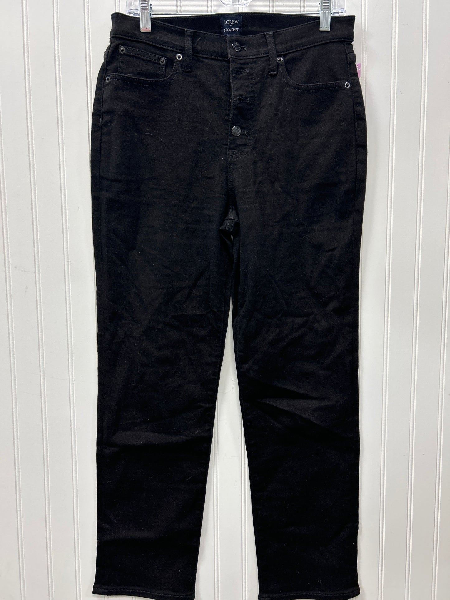 Jeans Straight By J. Crew In Black Denim, Size:6
